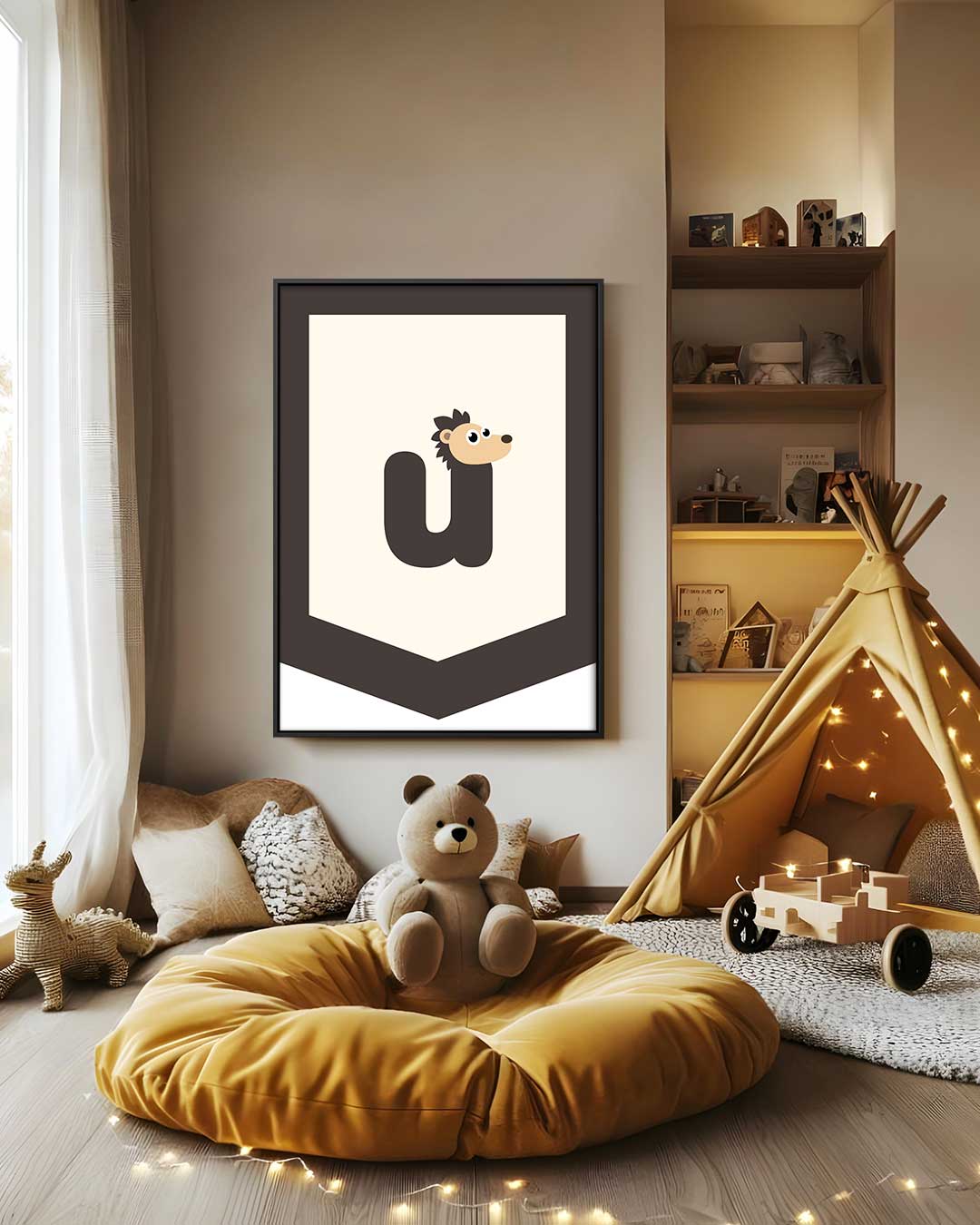 Speelse Egel Wanddecoratie – staand kunstwerk voor modern interieur