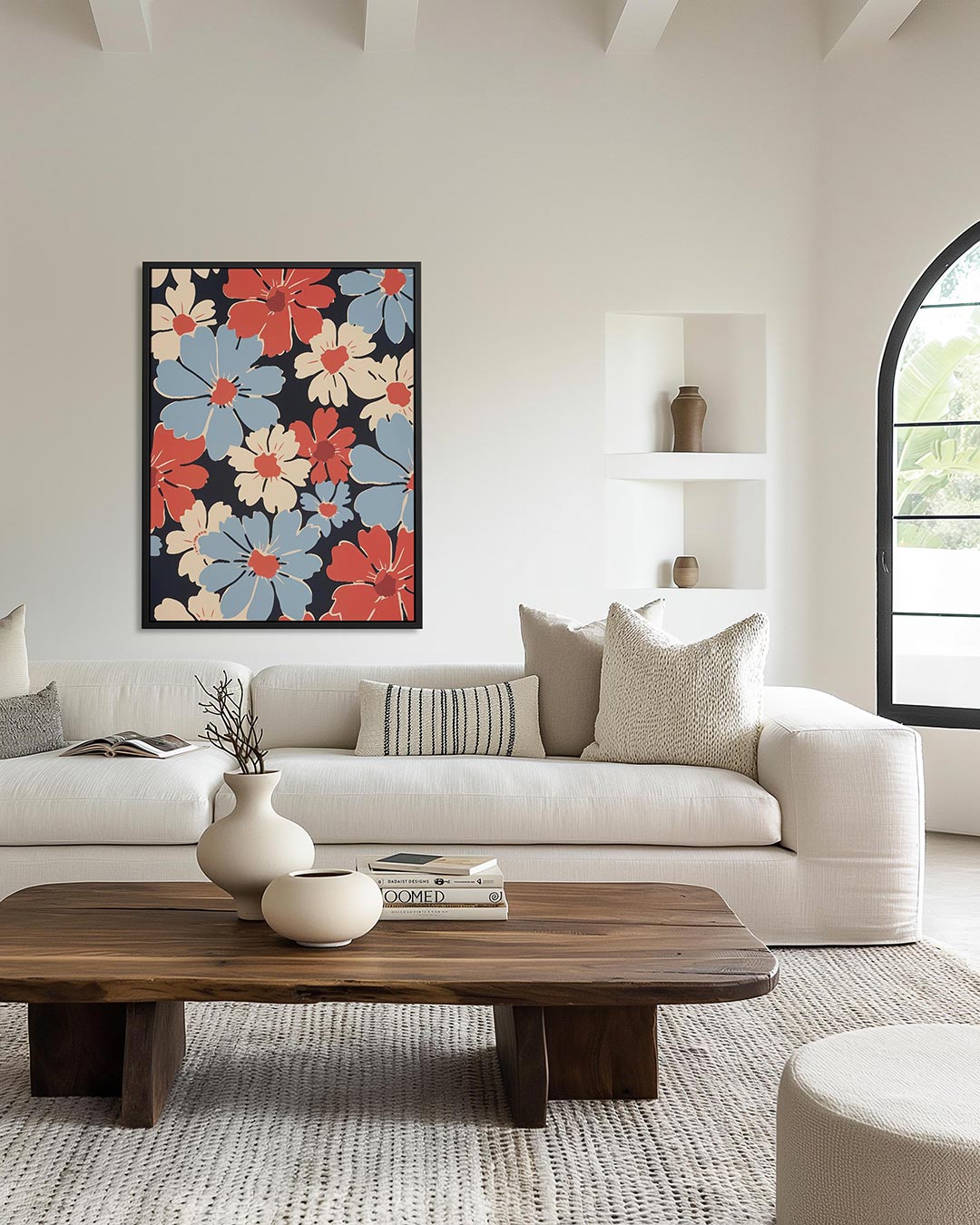 Bloemrijke compositie – moderne staande wandkunst