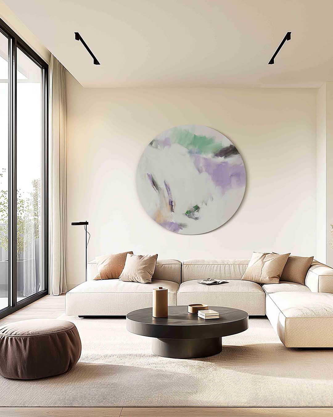 Abstracte vormen – kleurrijke muurcirkel als ronde wanddecoratie