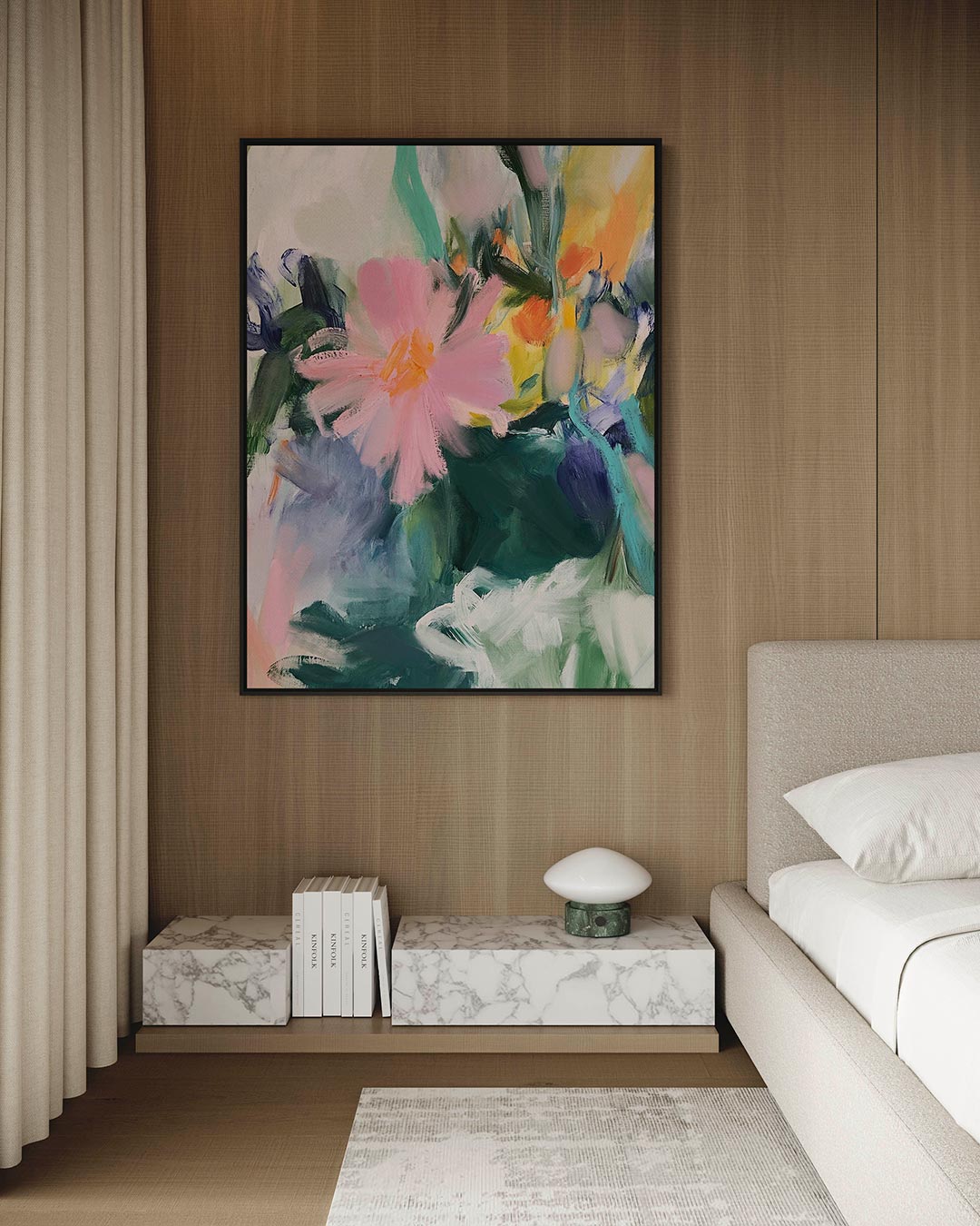 Kleurrijke bloemexpressie – staand wanddecoratie kunstwerk