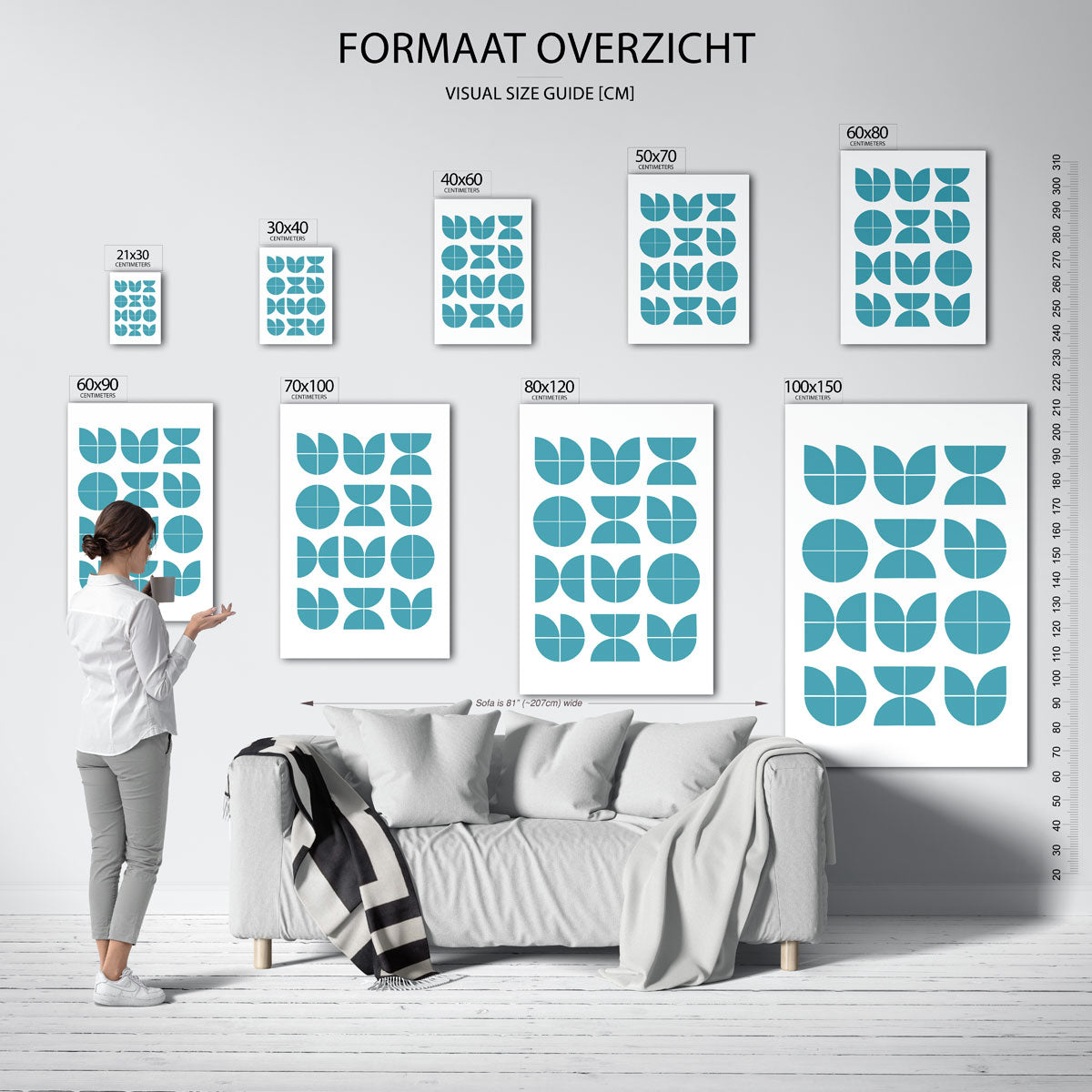 Vormritme en kleur – geometrische poster in Bauhaus-stijl van WallArtistic