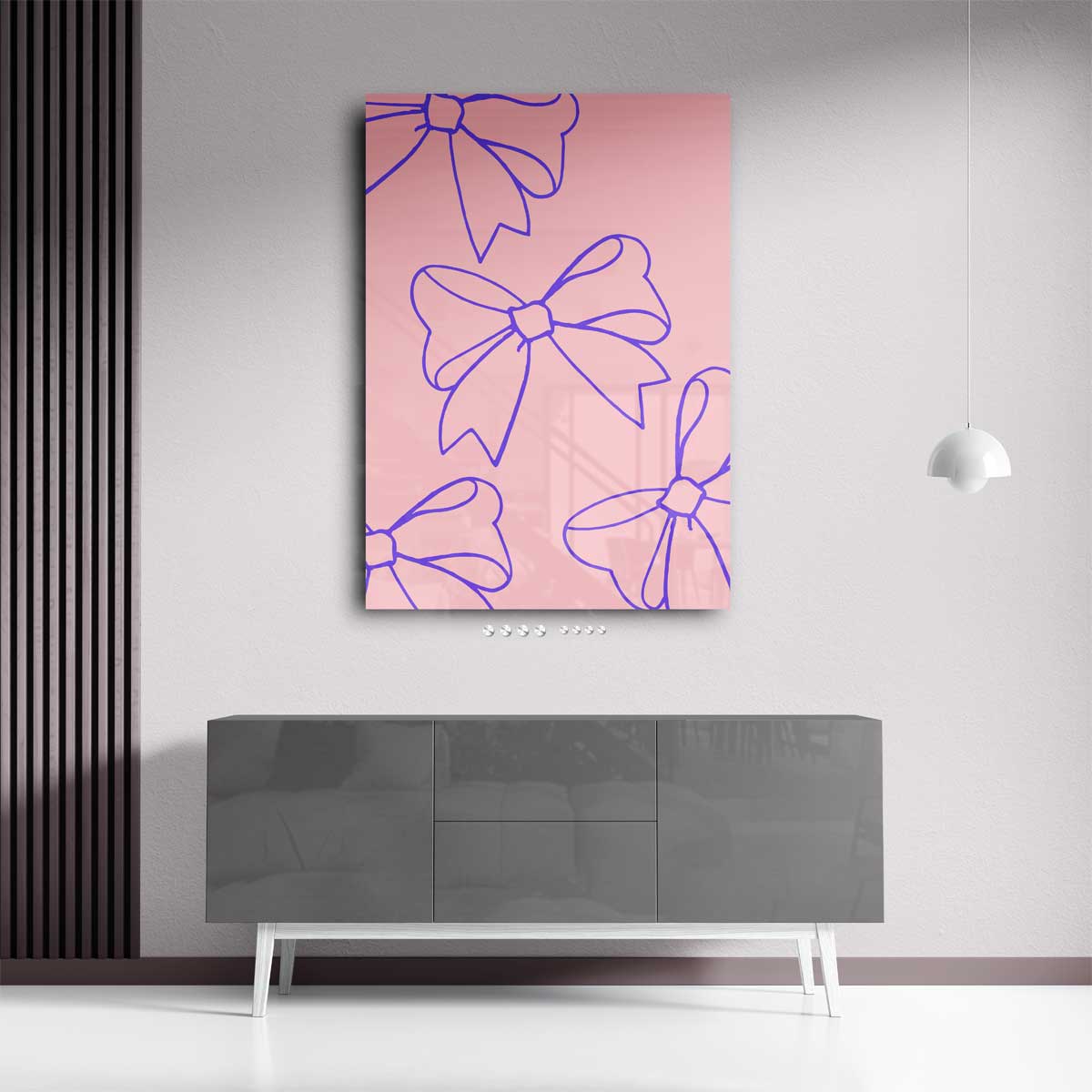 Speelse Strikjes – plexiglas wanddecoratie in portret formaat