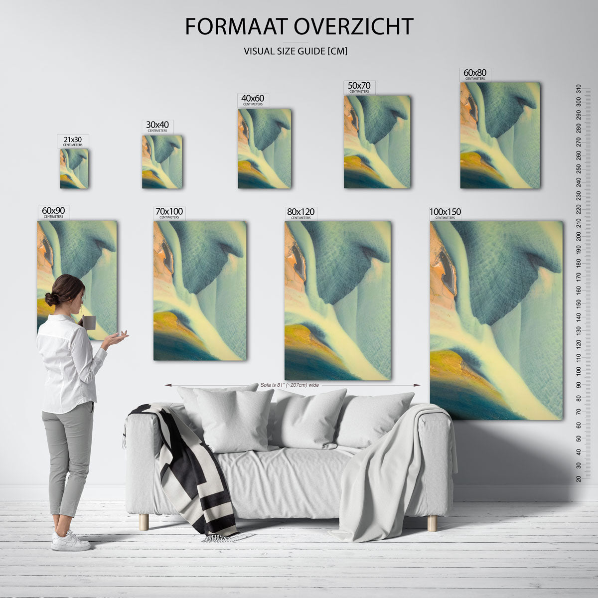 Organische kleurenmix poster – sfeerbeeld – deze poster toont een vloeiende mix van kleuren en vormen die een natuurlijke en