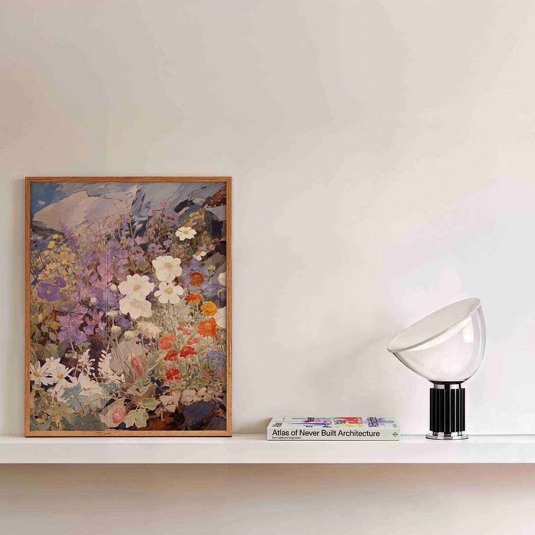 Bloemen en rotsen – bloemen wandkunst als portret poster