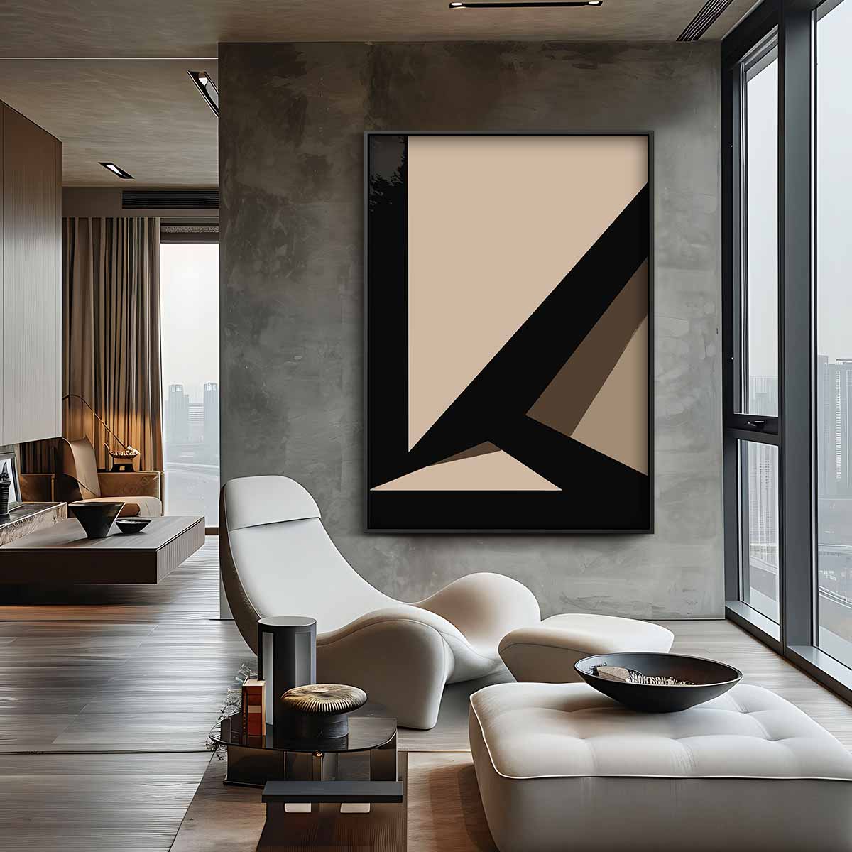 Abstract Geometrisch Schouwspel – canvas wanddecoratie in portret formaat