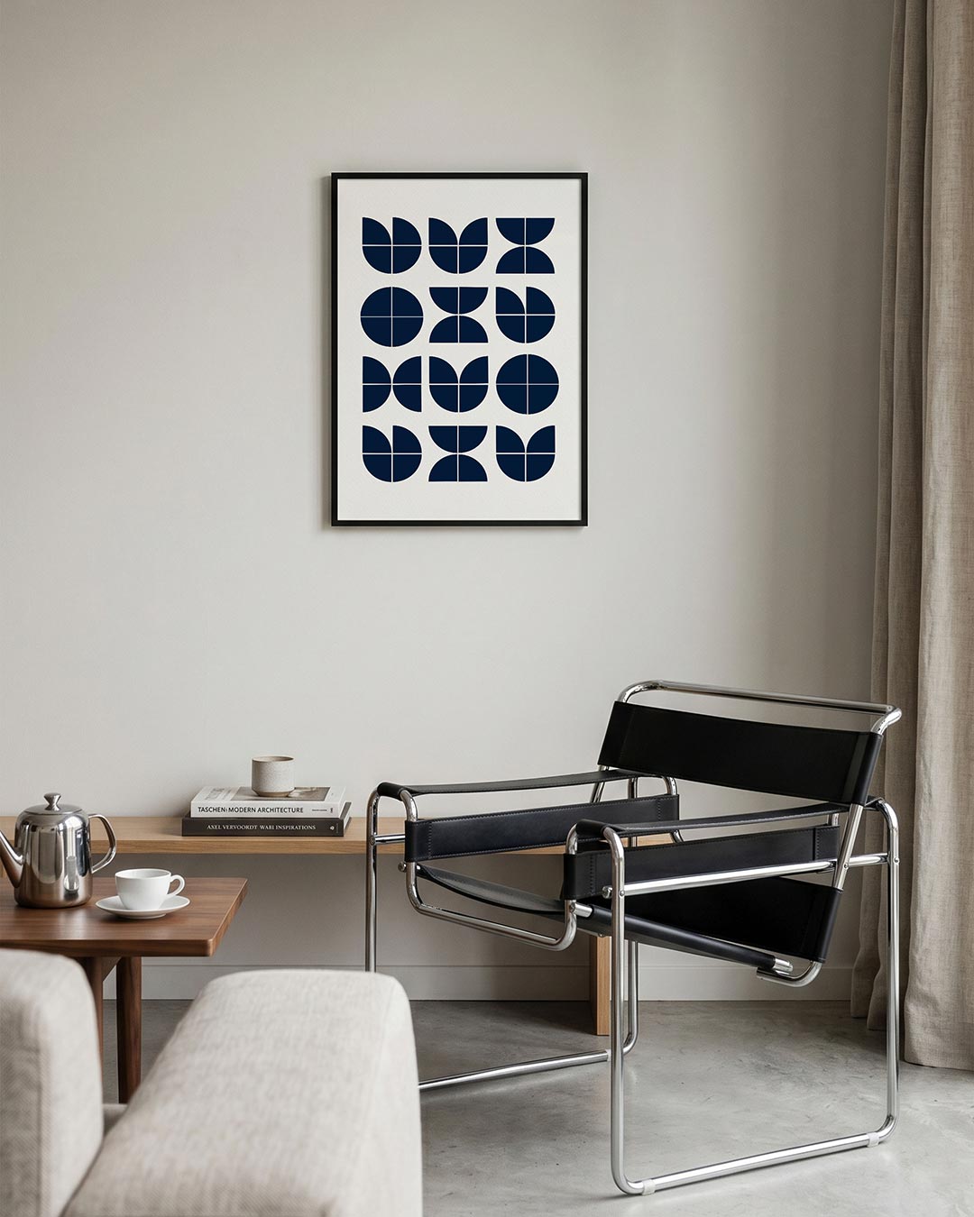 Vormritme en balans – geometrische Bauhaus poster in staand formaat