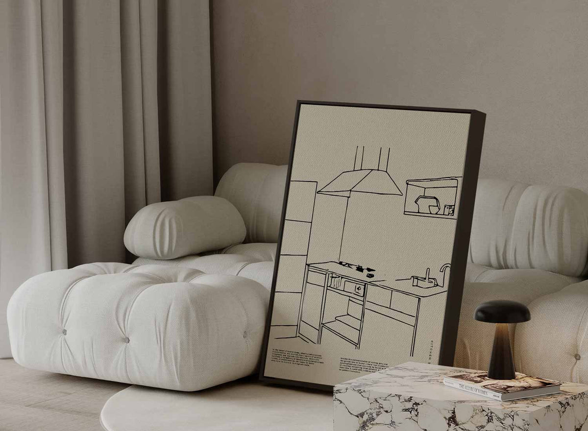 Minimalistische Keukenprint – plexiglas wanddecoratie in portret formaat