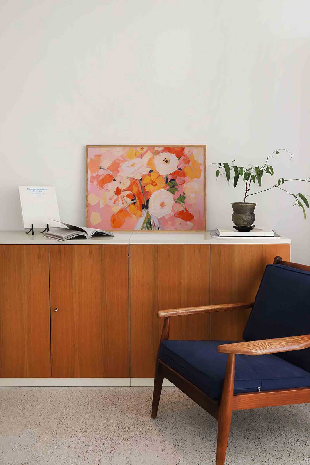 Bloemen in vaas – liggende bloemen wanddecoratie van WallArtistic