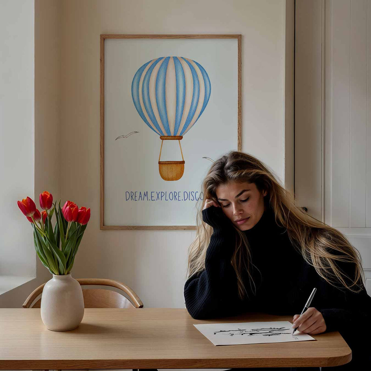 Luchtballon Illustratie – staande muurposter voor de kinderkamer