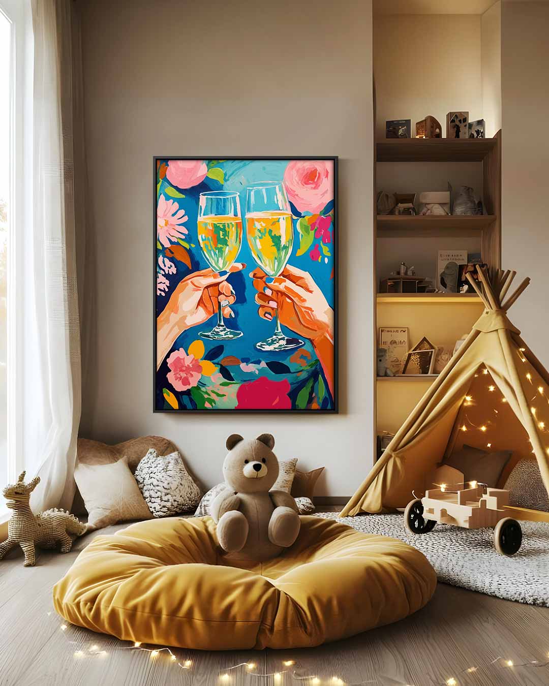 Feestelijke Toast – modern portret kunstwerk van WallArtistic