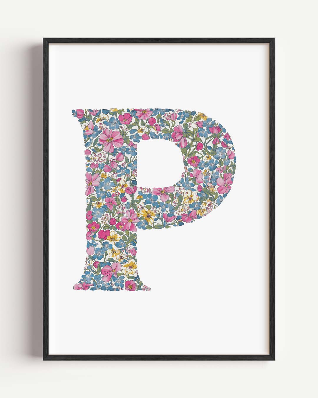 Bloemenletter P – kids portret poster als wanddecoratie