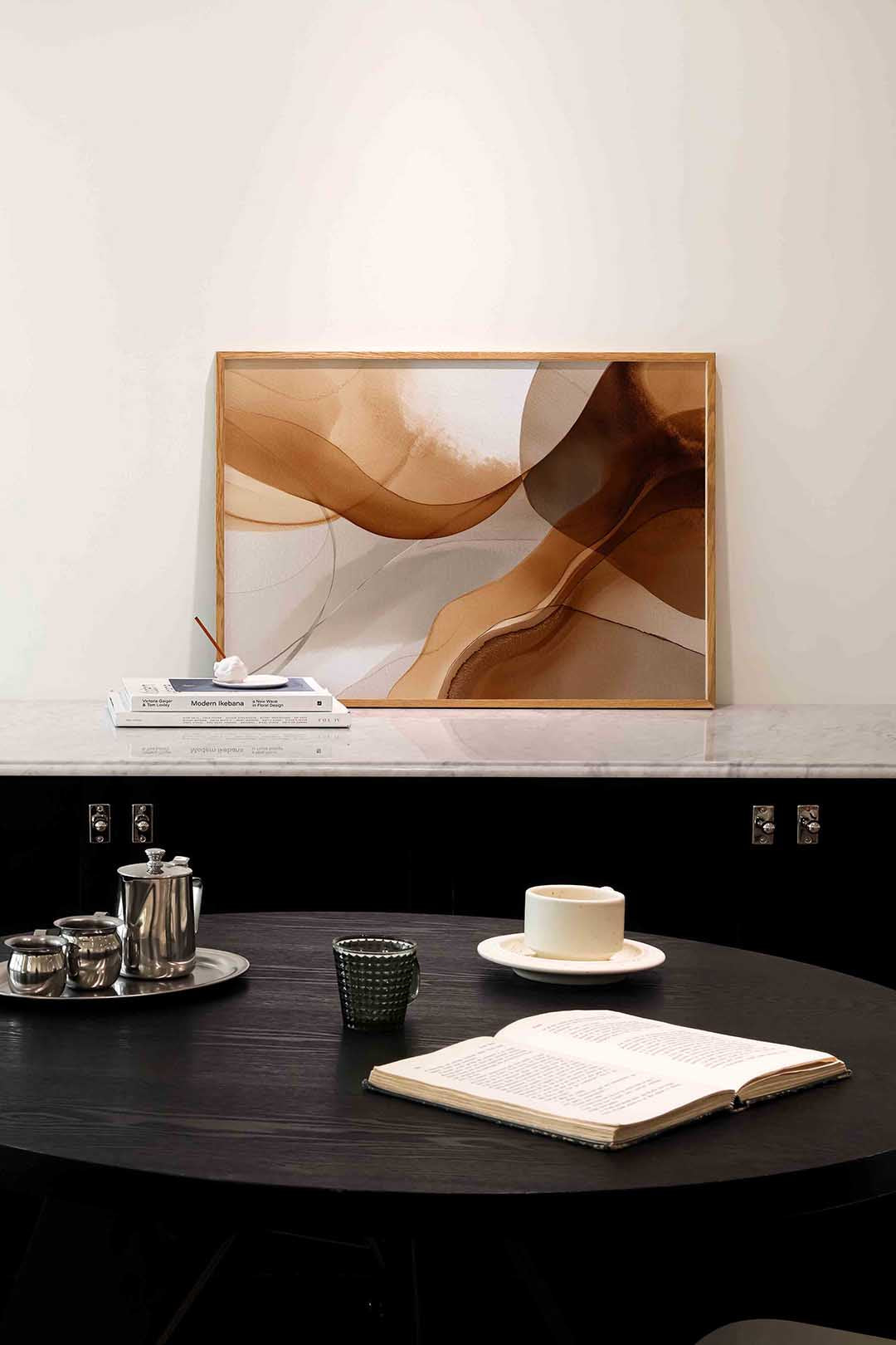 Abstracte bruine vormen – abstracte poster in liggend formaat