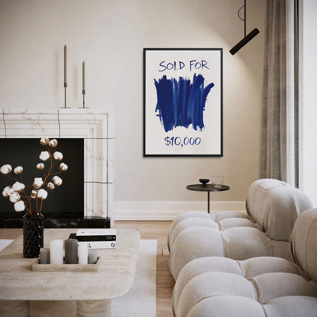 Blauwe streken – moderne staande wandkunst