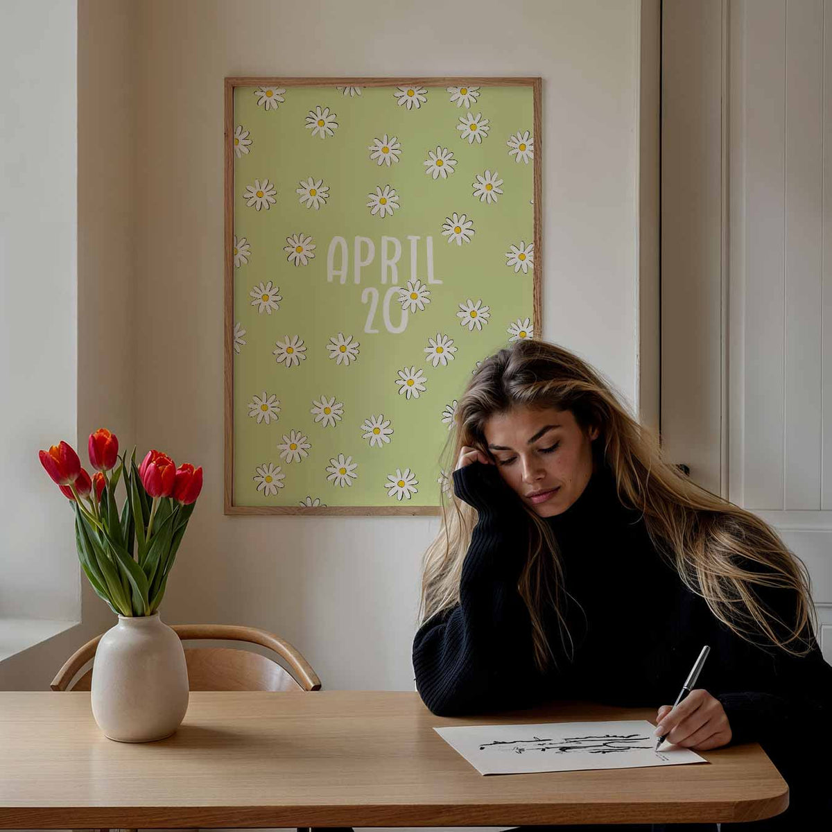 Lente Vibes Bloemenposter – paasposter in staand formaat