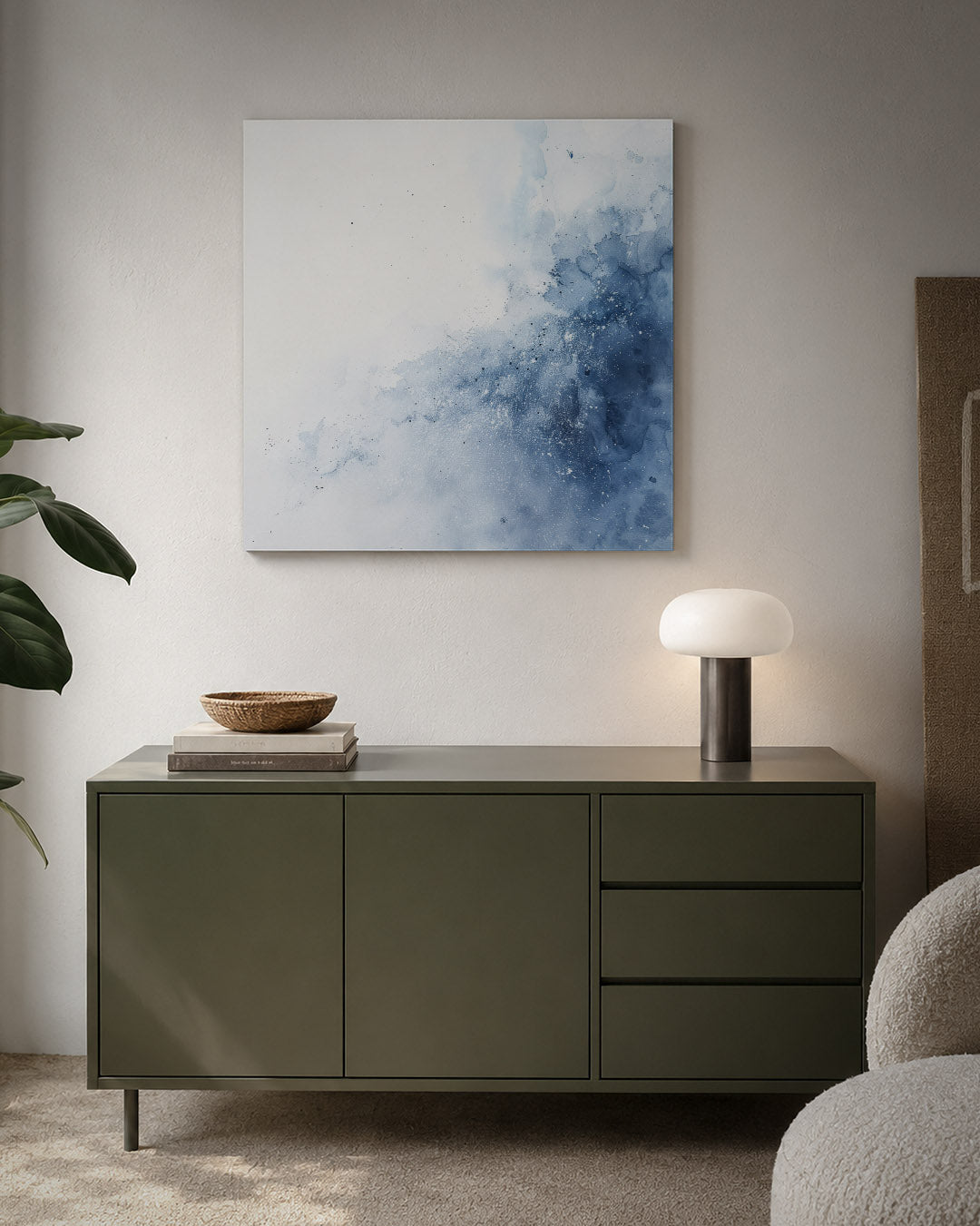 Vloeiende blauwe beweging kunstwerk – detailweergave – dit werk toont een vloeiende beweging van blauwe tinten die zich