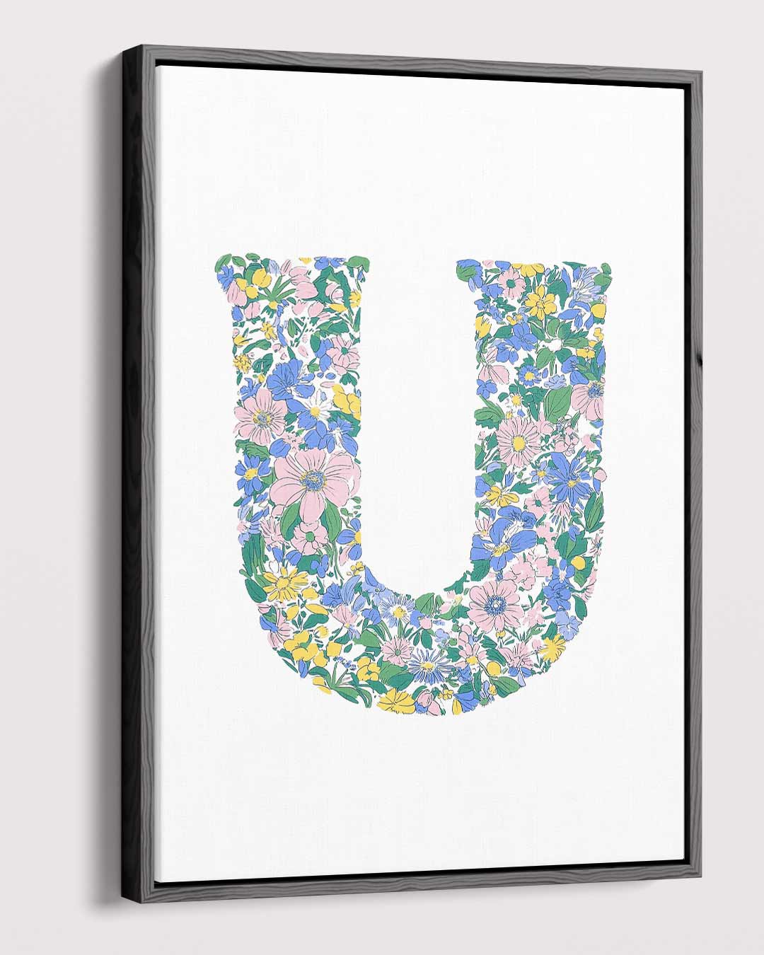 Bloemenletter U – plexiglas wanddecoratie in portret formaat