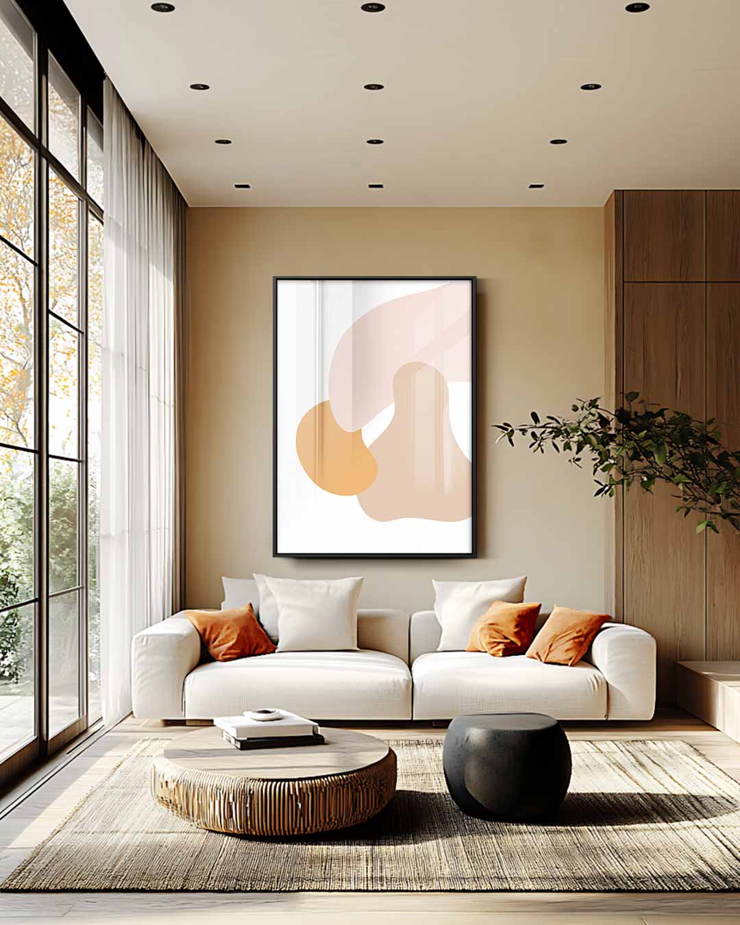 Zachte Vormen Abstract – staande wandkunst voor woonkamer of interieur