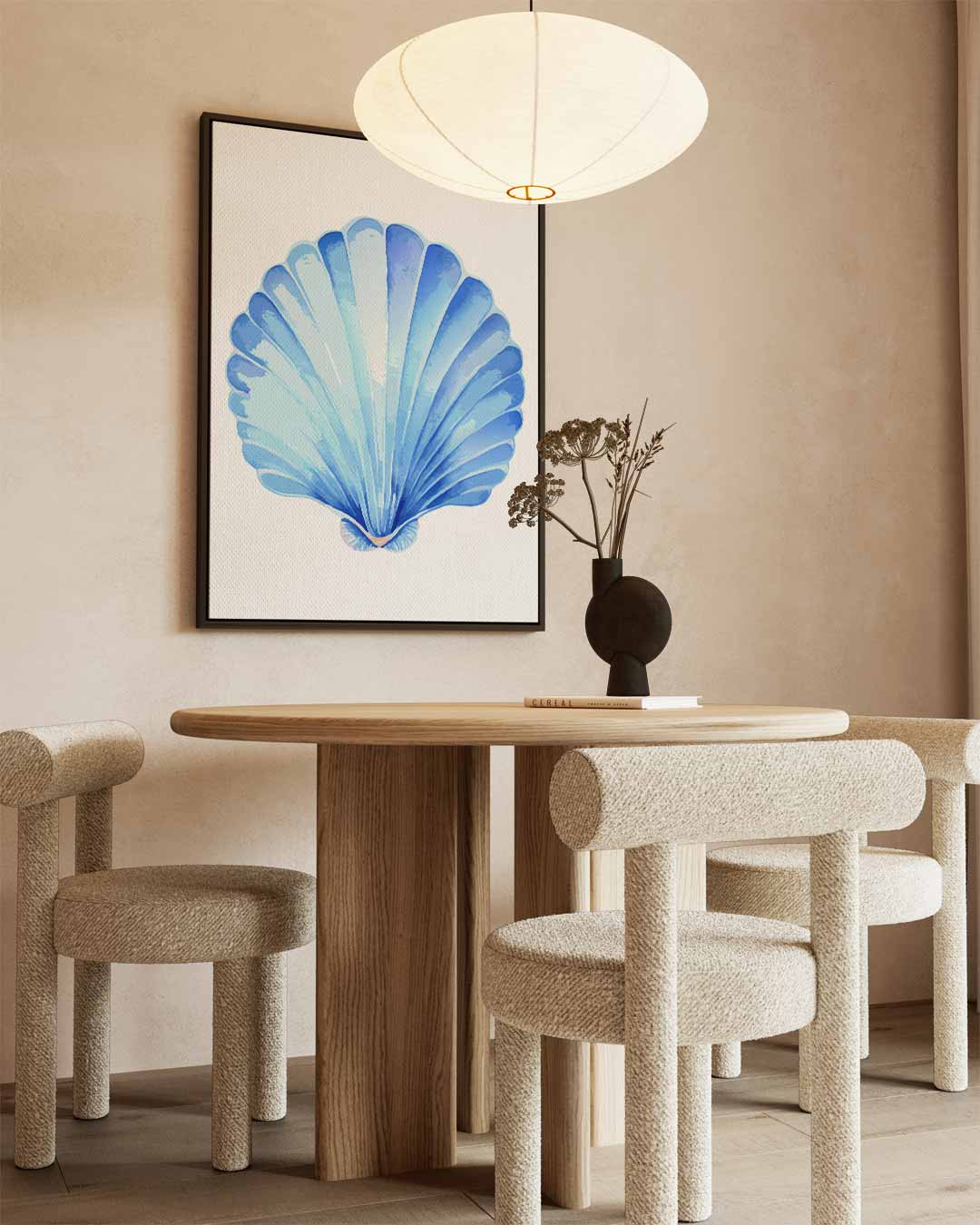 Blauwe Schelpenpracht – staand kunstwerk voor modern interieur