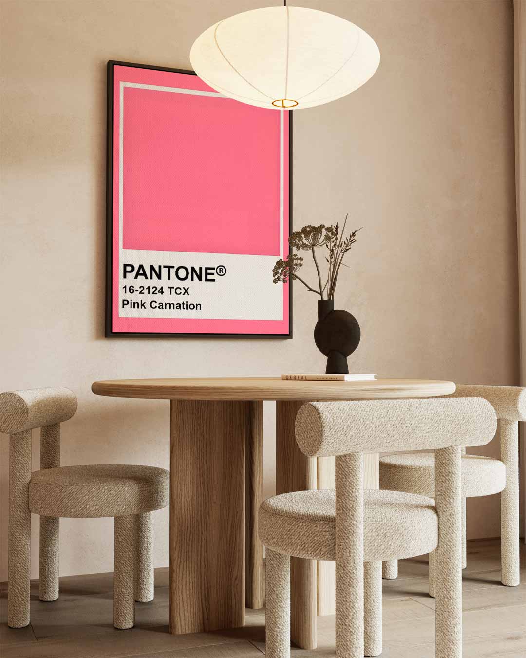 Roze Carnation Canvas – modern portret kunstwerk van WallArtistic