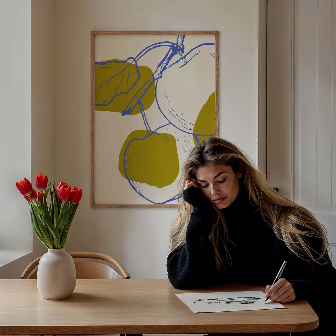 Abstracte Fruitkunst – bloemen poster in staand formaat