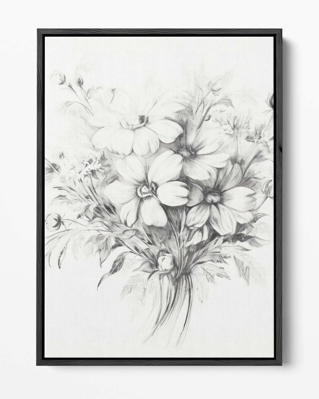 Bloemenballet - Potloodschets – portret kunstwerk als wanddecoratie