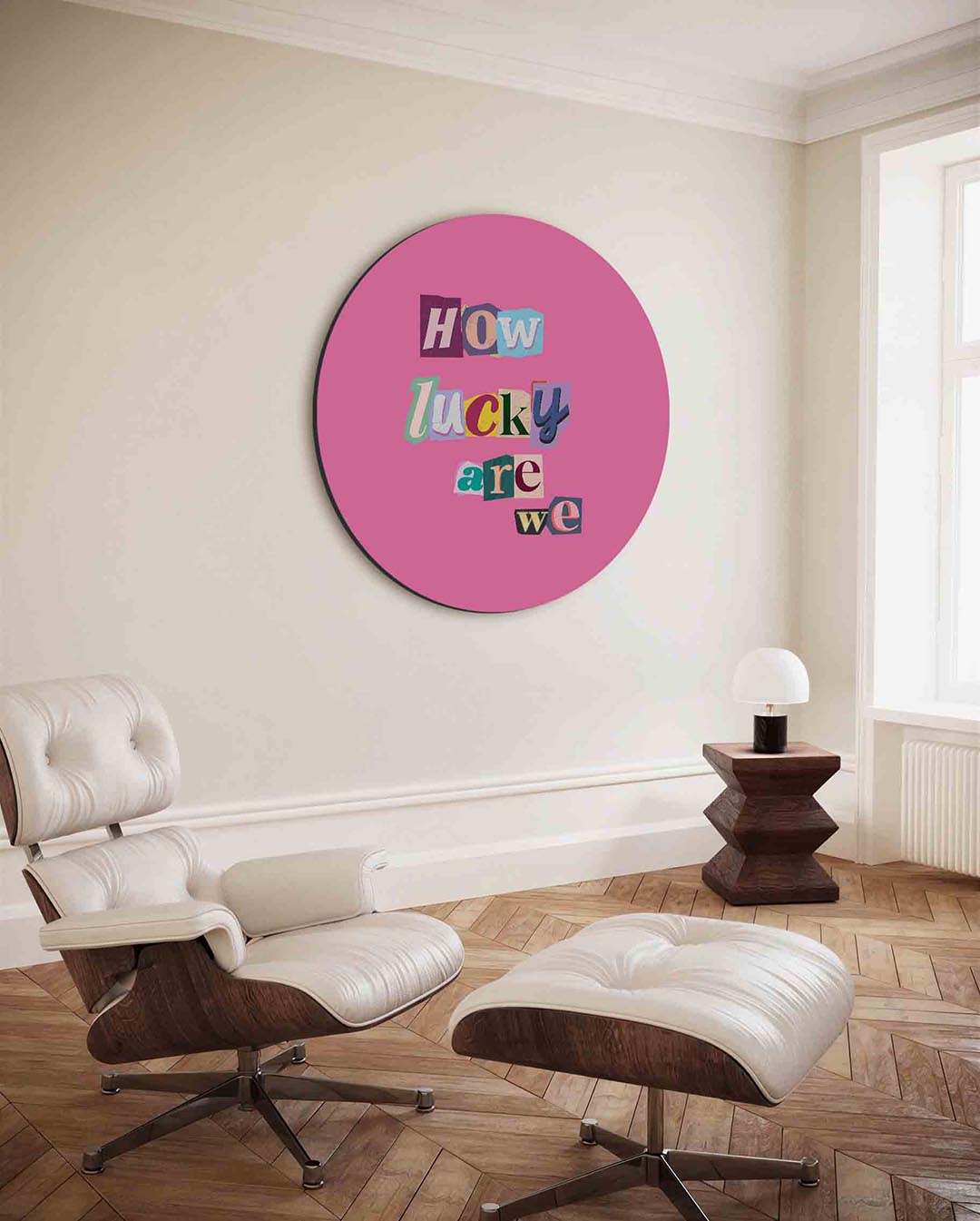 How lucky are we – moderne ronde wanddecoratie van WallArtistic