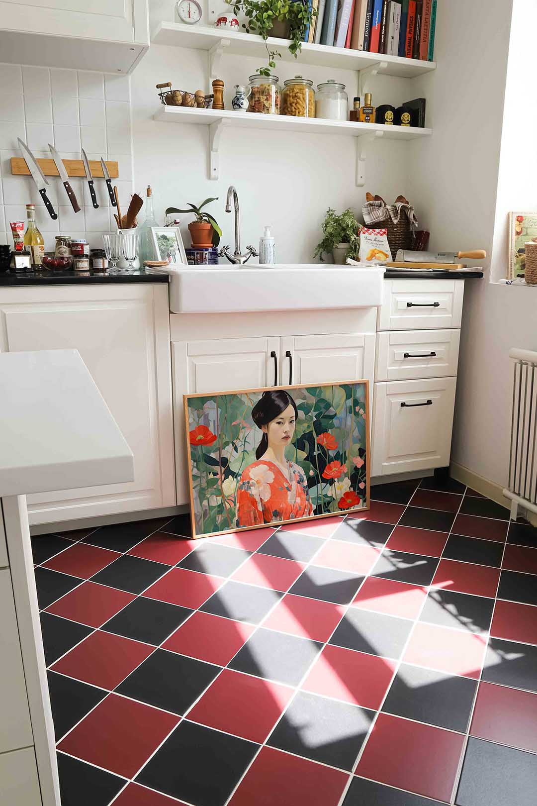 Vrouw in bloemen – culinaire wandkunst als landscape poster