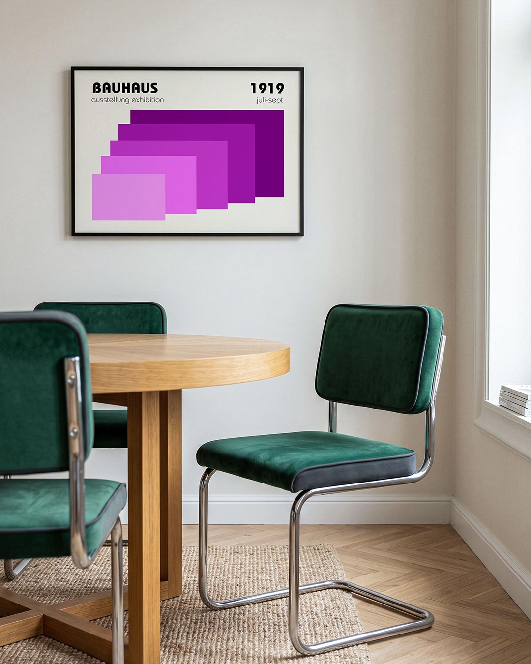 Vormritme en kleur – liggende Bauhaus poster voor aan de muur