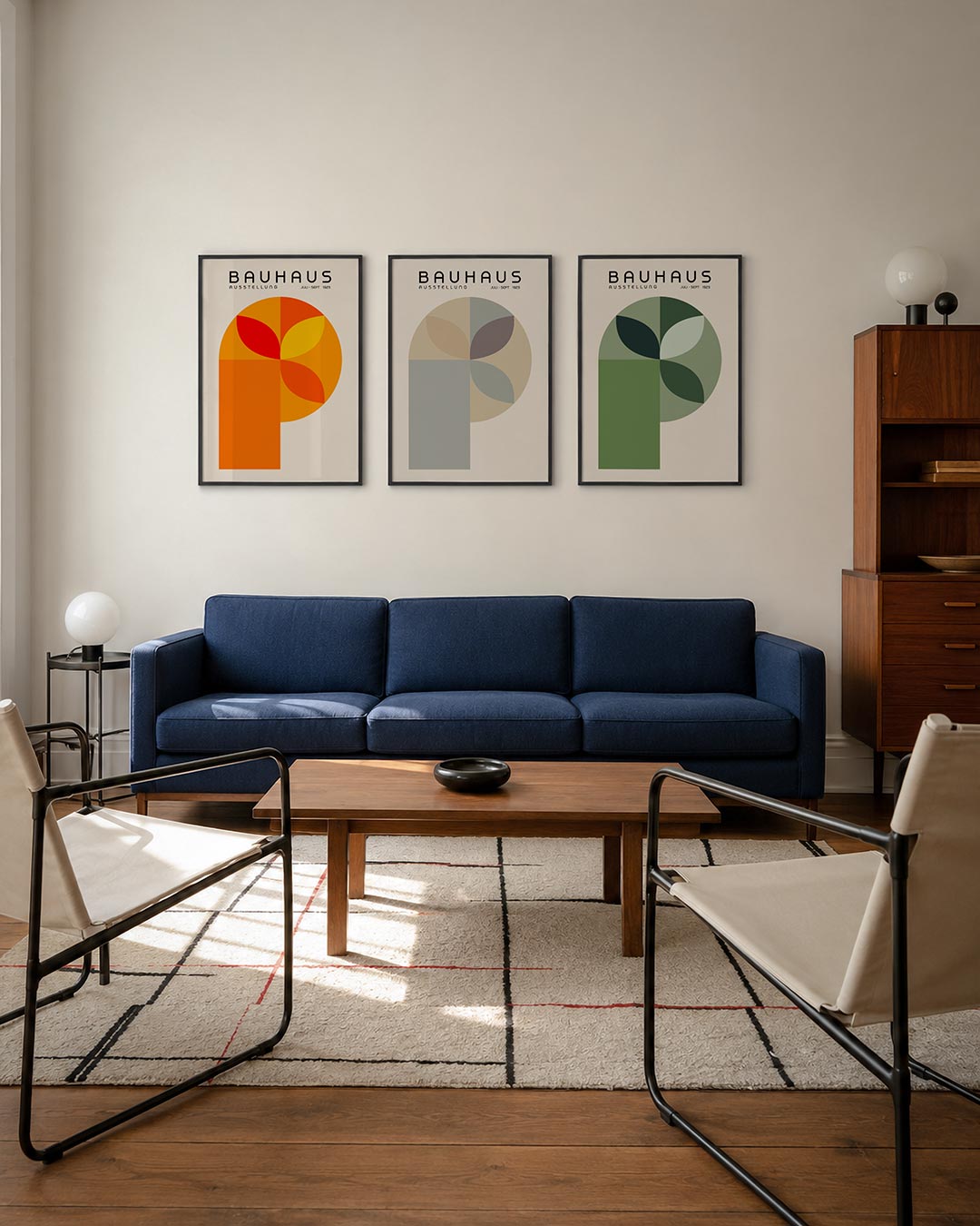 Vormen en vlakken driedelige posterset – deze posterset in drie delen toont een speelse combinatie van halve cirkels en