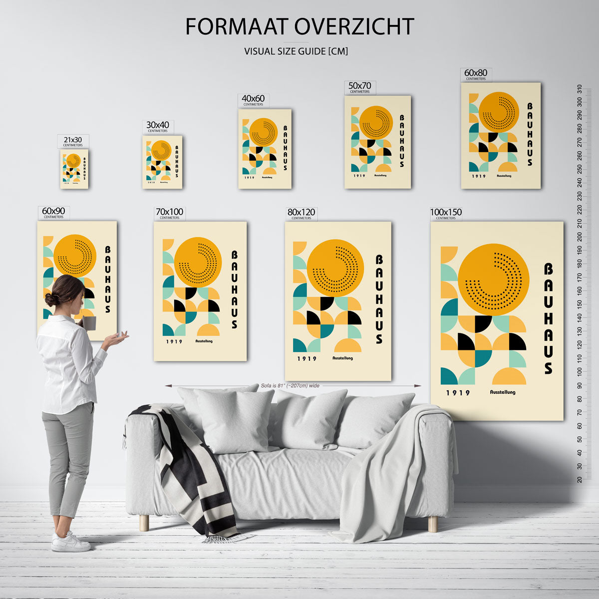 Vorm en kleur – geometrische poster in Bauhaus-stijl van WallArtistic