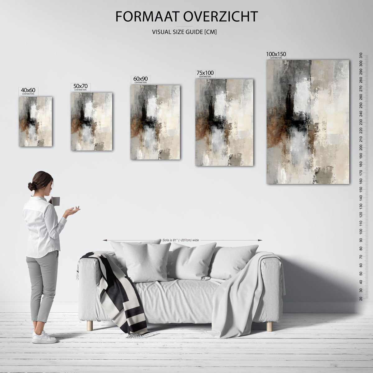 Gelaagde texturen – staand wanddecoratie kunstwerk