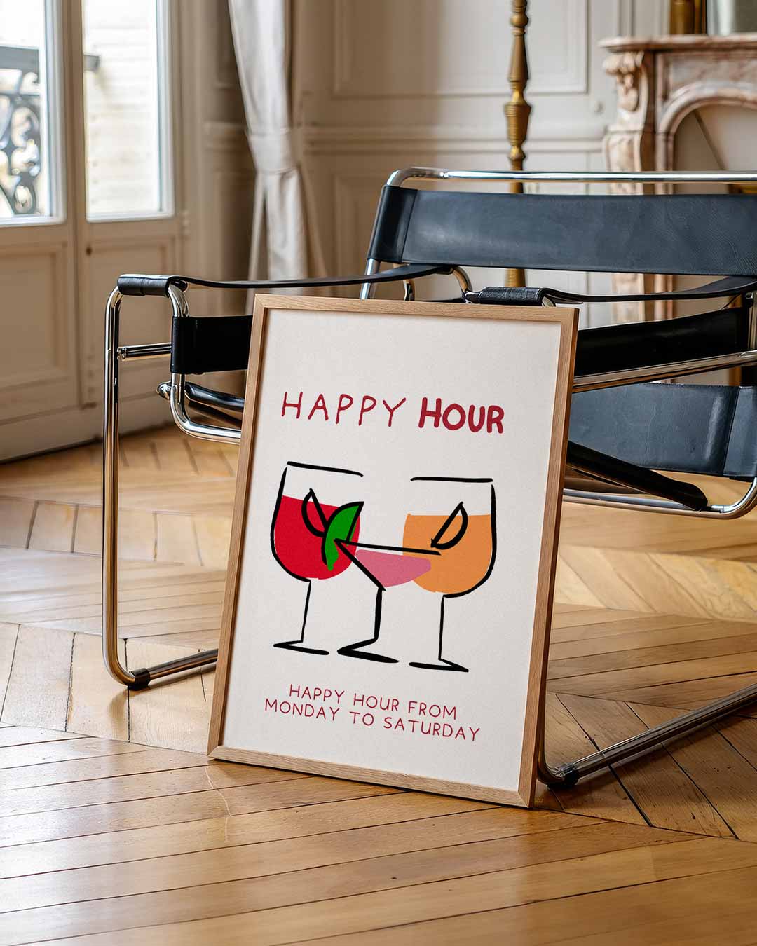 Happy Hour Cocktail – zomerse wandkunst als portret poster