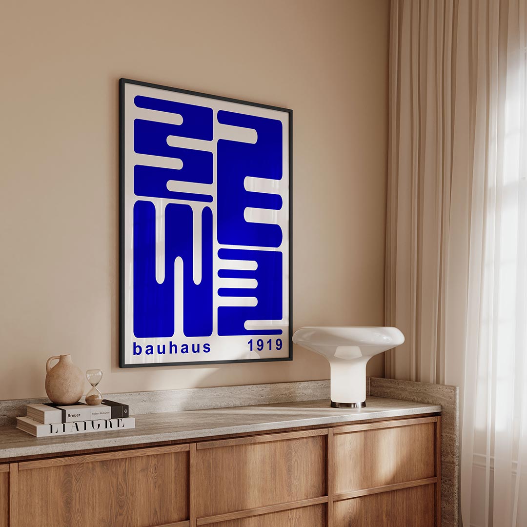 Vorm en lijnenspel – geometrische Bauhaus poster in staand formaat