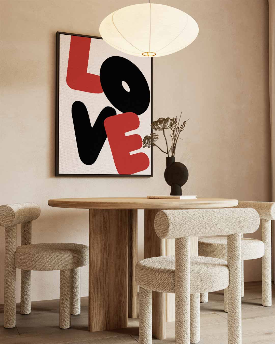 Liefdevolle Vormen – kunstwerk met zwarte baklijst
