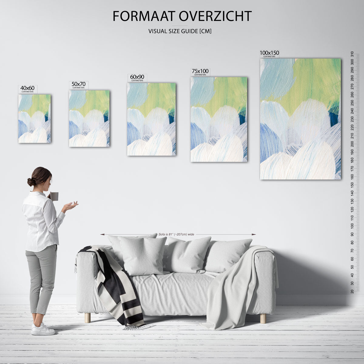 Kleurrijke borstelstreken – staande wanddecoratie van WallArtistic