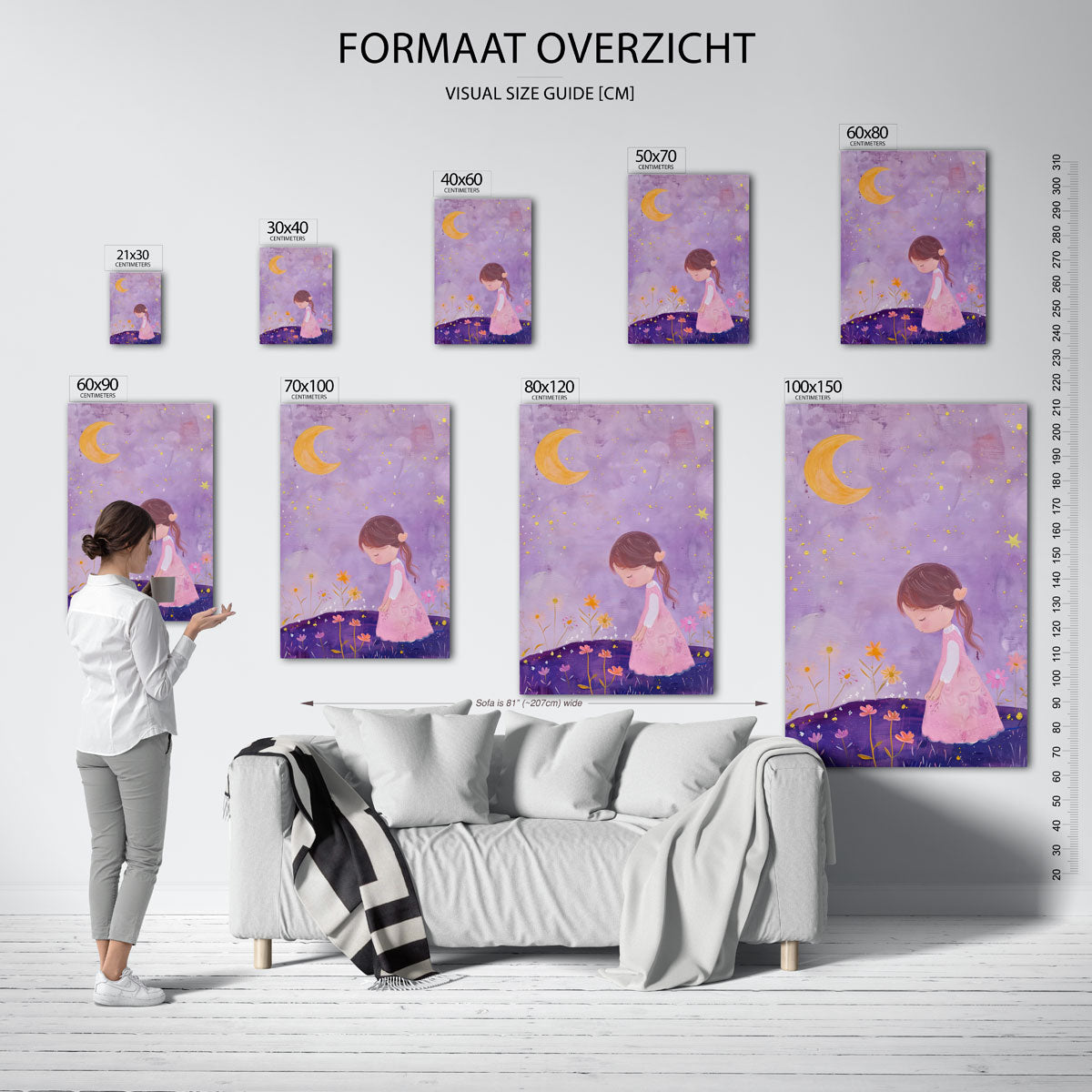 Meisje met bloemen – staande muurposter voor de kinderkamer