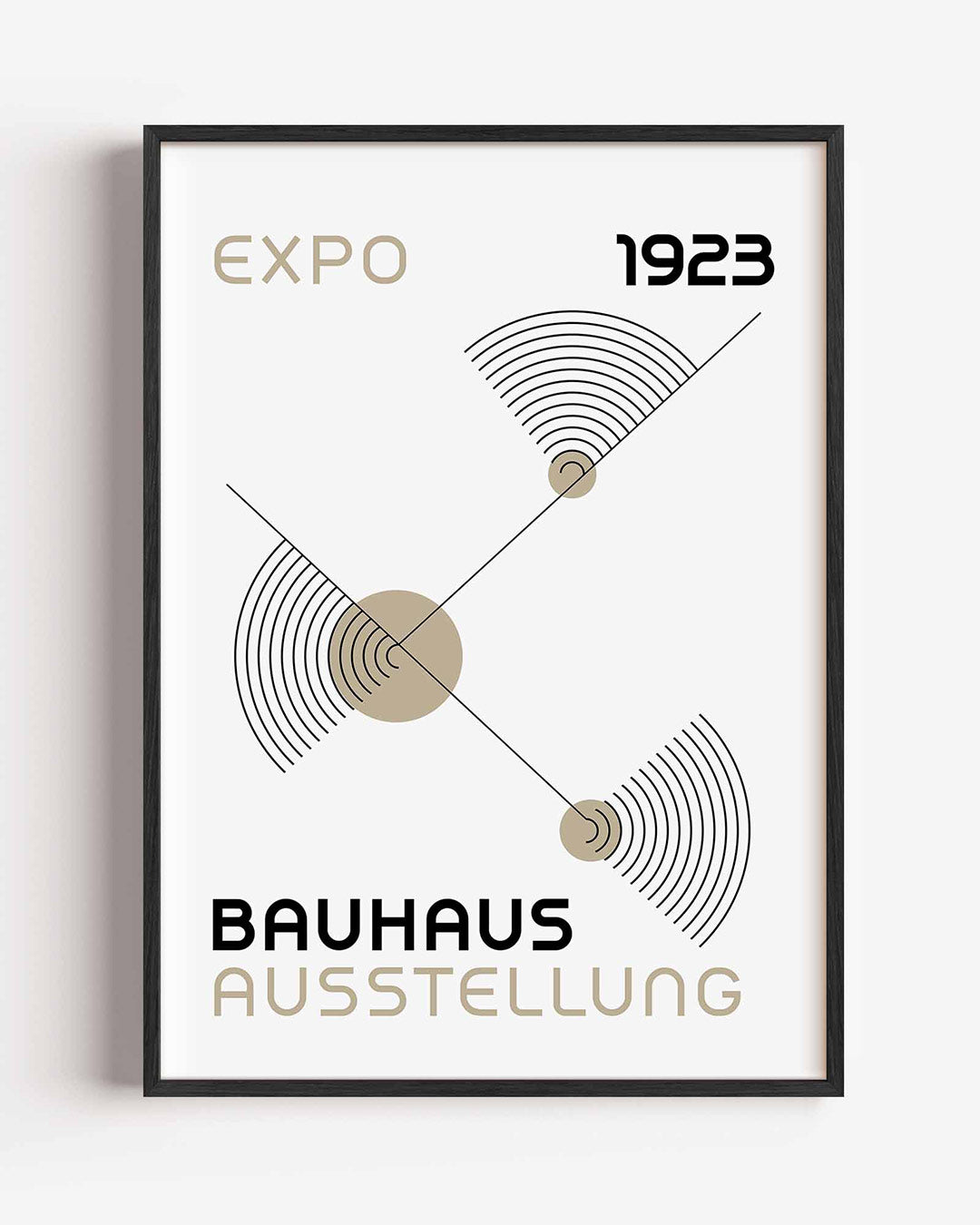 Lijnen en cirkelpatronen – staande Bauhaus poster als wanddecoratie