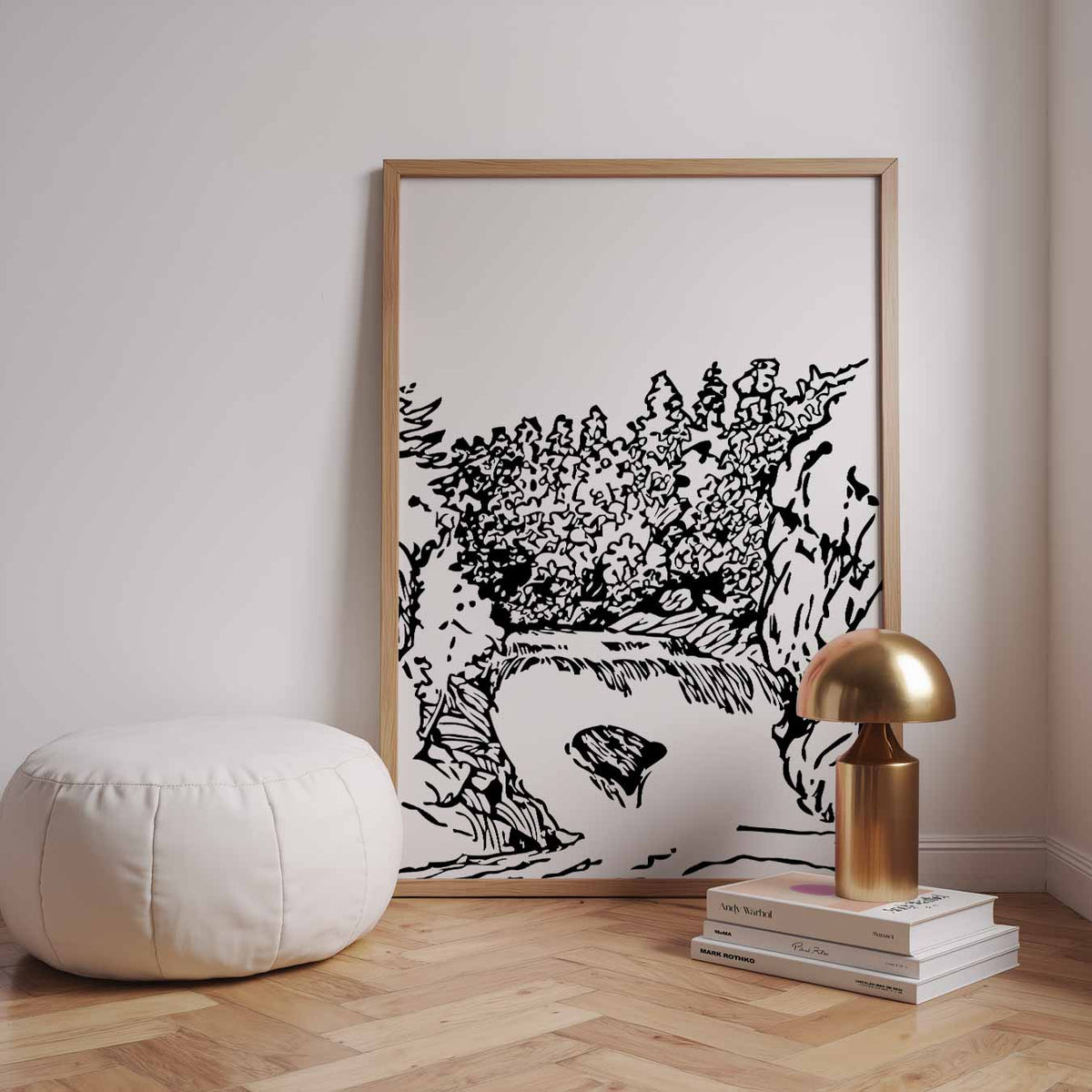 Rustgevende Natuurtekening – zomerse wandkunst als portret poster