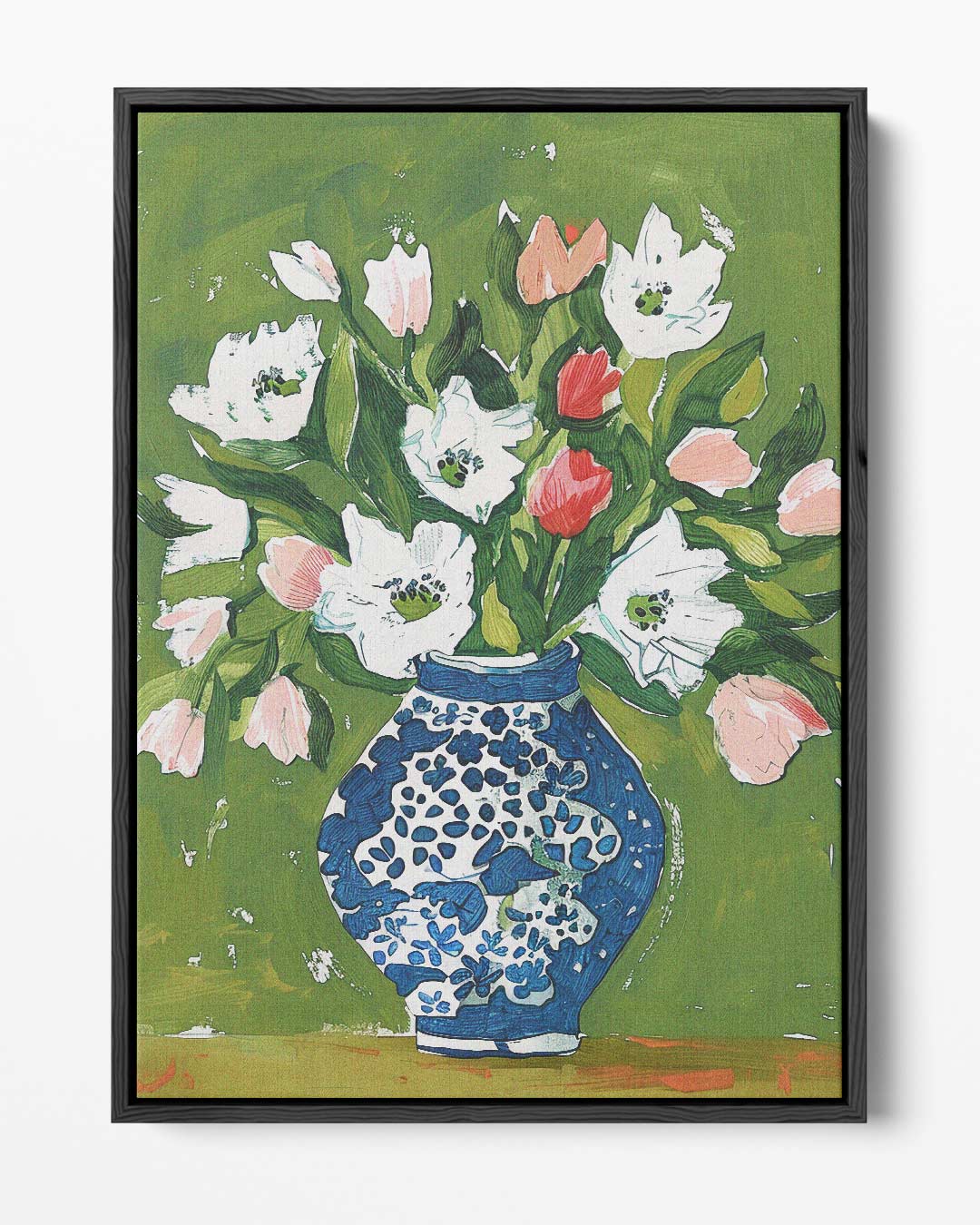 Bloemen in Blauwe Vaas – portret kunstwerk als wanddecoratie