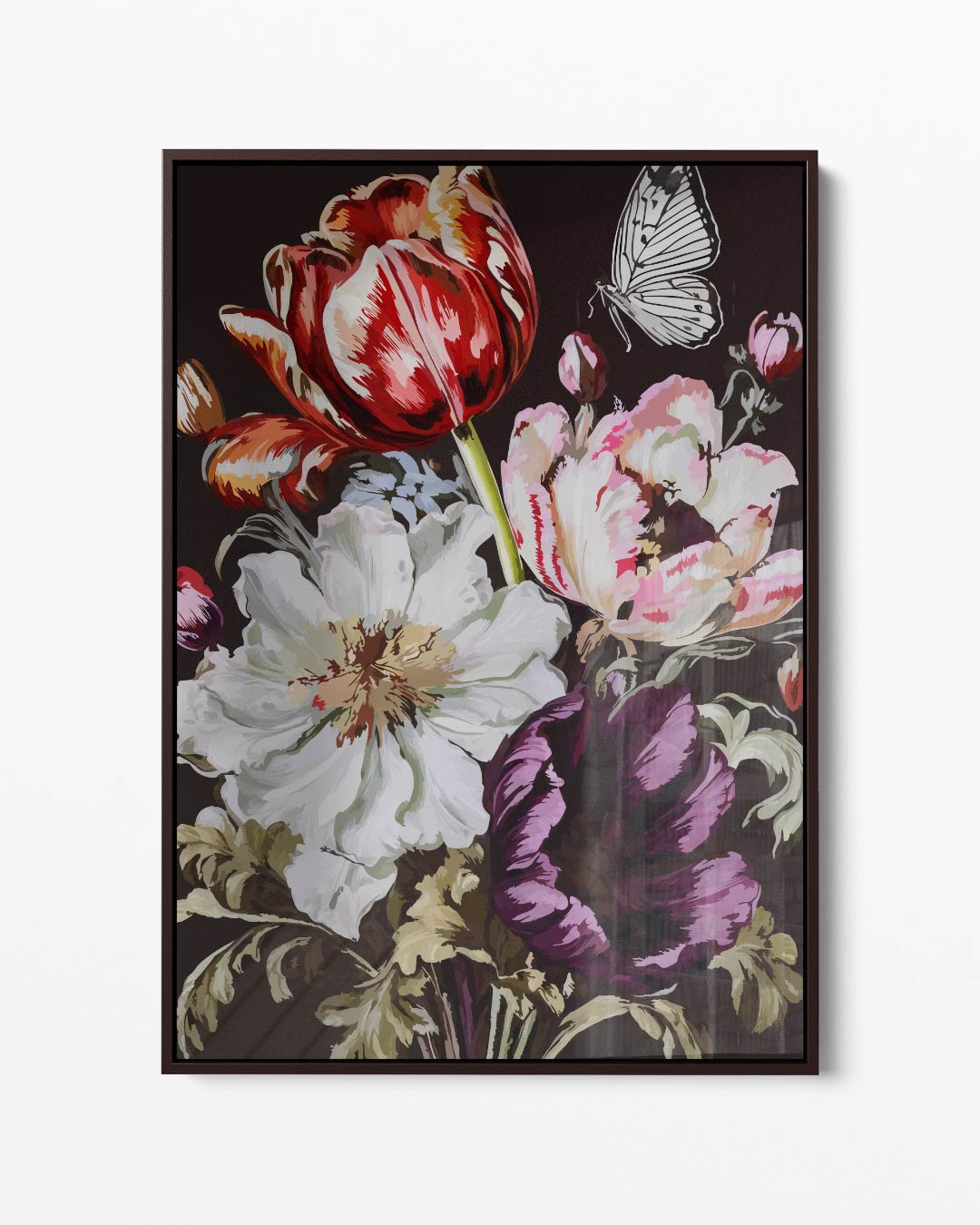 Bloemenpracht met Vlinder – portret kunstwerk als wanddecoratie