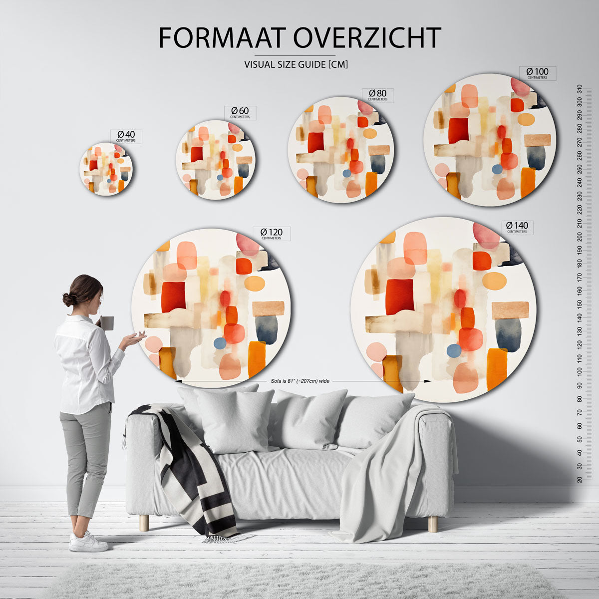 Abstracte vormen – abstracte wandkunst met textuur als muurcirkel
