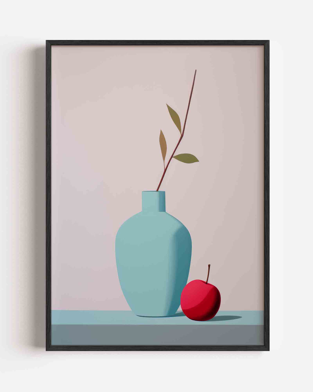 Vaas met tak en appel – Kunst & Design poster als staande wanddecoratie