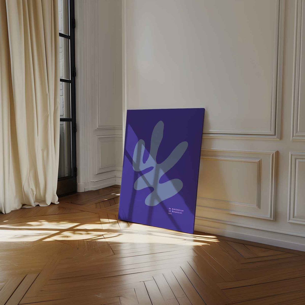 Blauwe Botanische Expressie – modern portret kunstwerk van WallArtistic