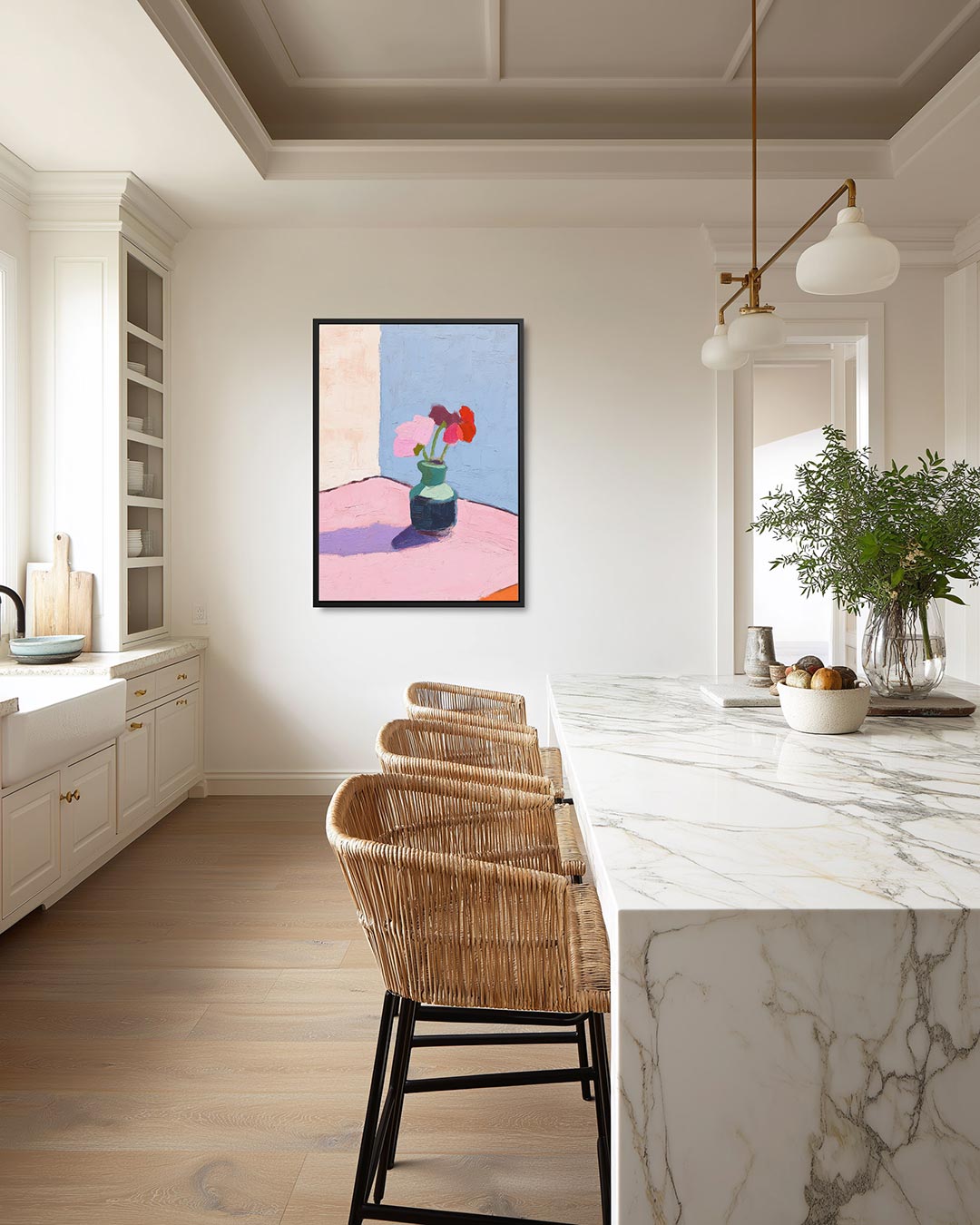 Vaas met bloemen – staand wanddecoratie kunstwerk