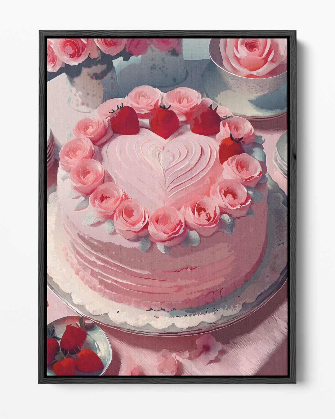 Romantische Rozen Taart – portret kunstwerk als wanddecoratie