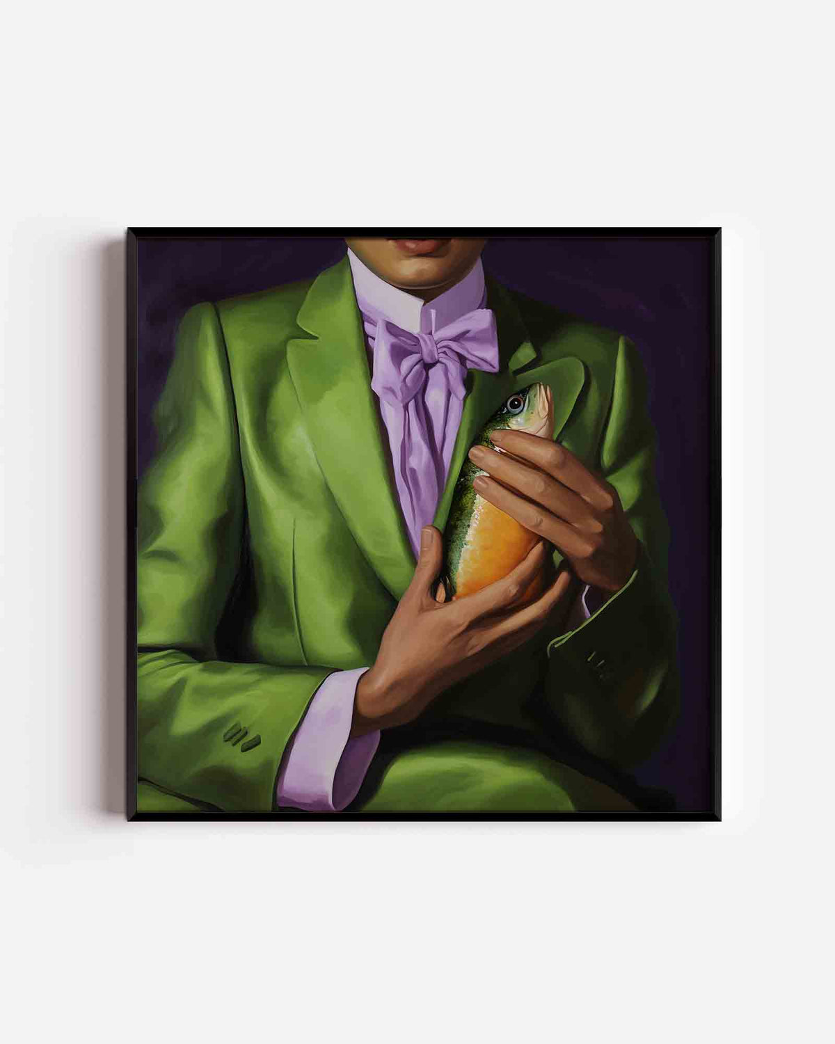 Groen pak met vis – vierkante poster met kleur en vormen als wanddecoratie
