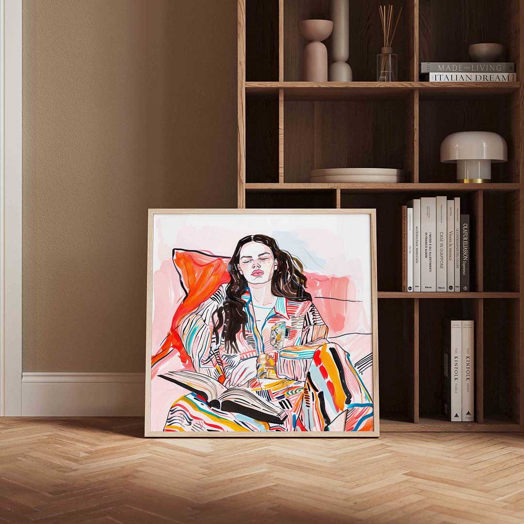 Vrouw met boek – portret poster in vierkant formaat