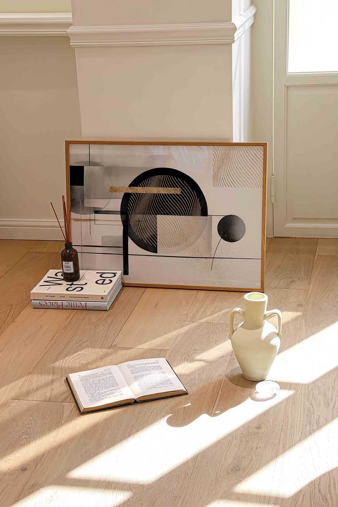 Abstracte geometrische vormen – liggende abstracte wanddecoratie van WallArtistic