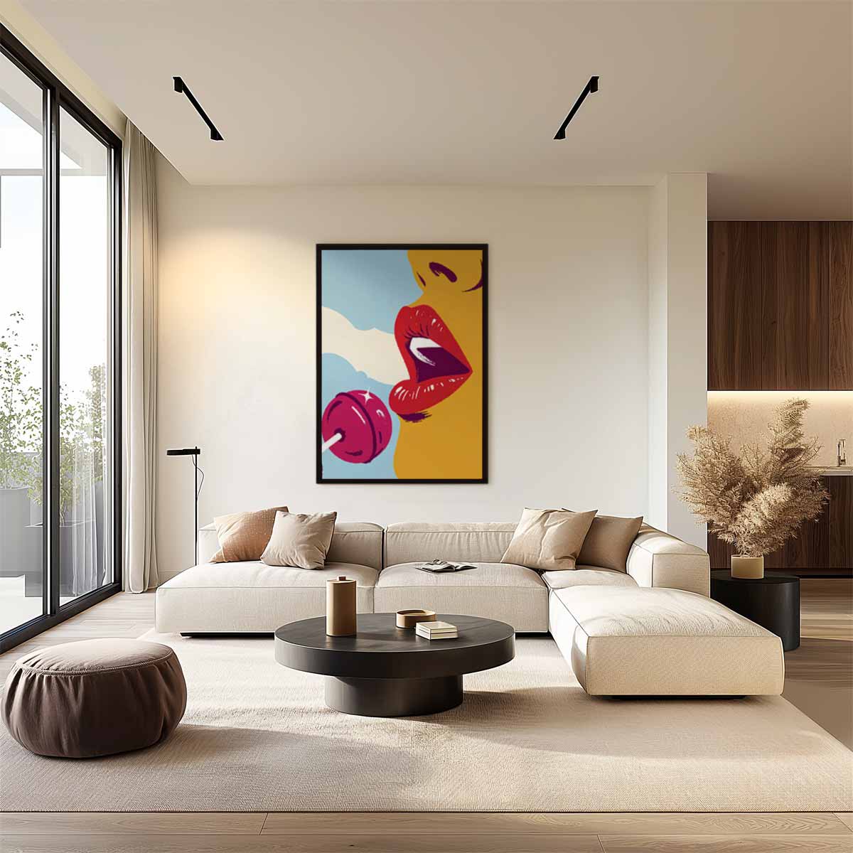 Verleiding in Popart – dibond wanddecoratie in staand formaat