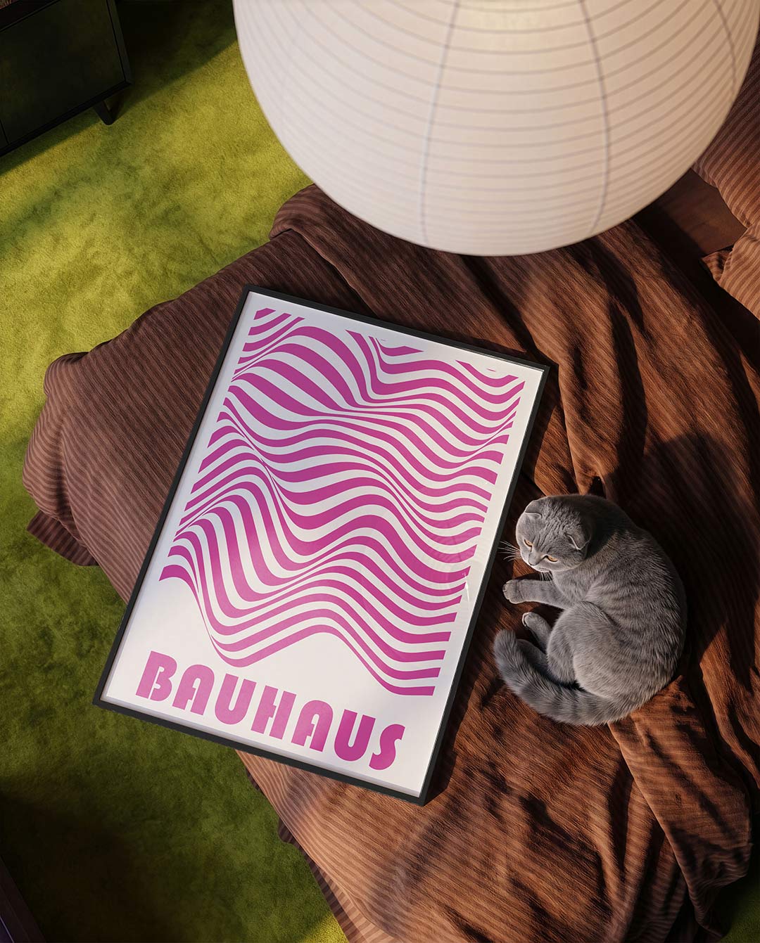 Golvend lijnenspel – moderne Bauhaus wandkunst als poster